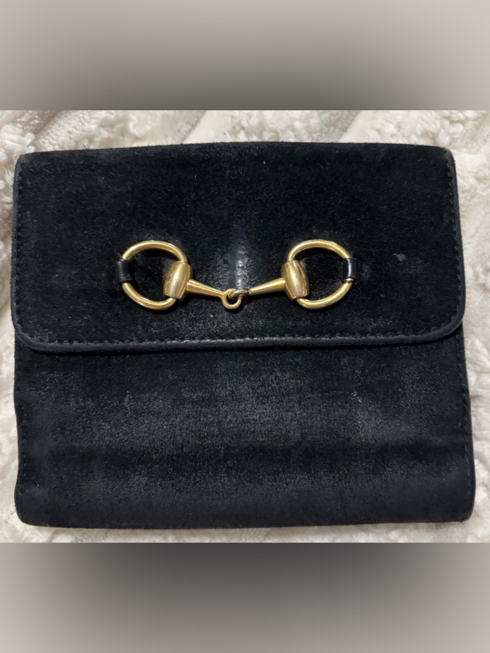 SOLD Vintage Gucci Black Suede Horsebit Wallet